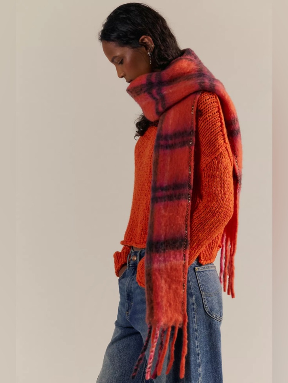 Free People NWT Highland Plaid Scarf